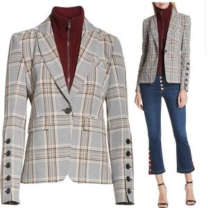 Veronica Beard blazer with dickey, Size 0, brown/multi plaid